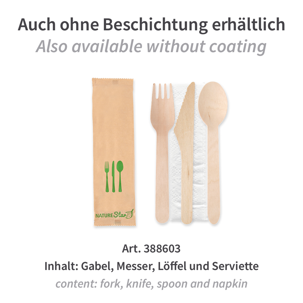 Cutlery sets Quad made of wood FSC® 100%, wax coated, alternative
