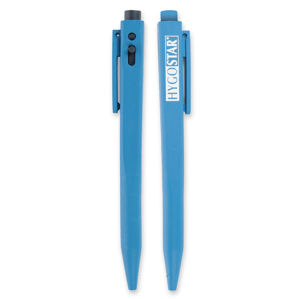  Kugelschreiber Clip, einziehbar aus Kunststoff, detektierbar von der rundum Ansicht in blau