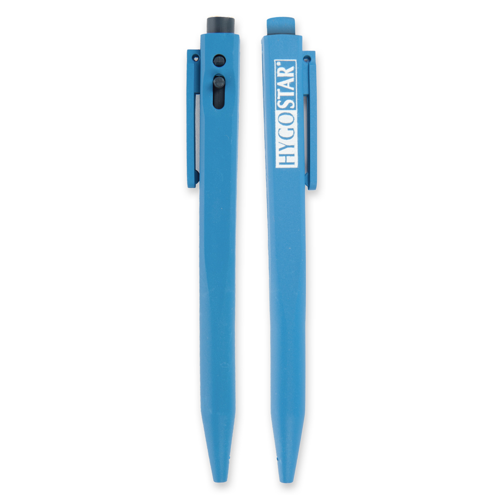 Pen Clip, retractable plastic, detectable from the all-round view in blue