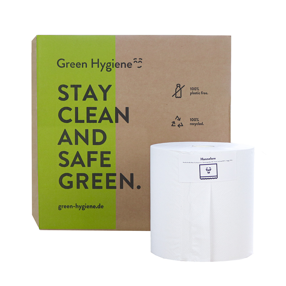 Green Hygiene® Papierhandtuchrollen HANNELORE, 2-lagig | Recyclingpapier, Außenabwicklung, Vorschaubild Green Hygiene® Papierhandtuchrollen HANNELORE, 2-lagig aus Recyclingpapier, Außenabwicklung, Vorschaubild