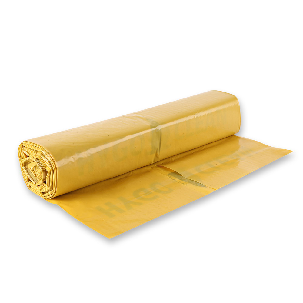 Waste bags Light, 120 l made of LDPE on roll in yellow in the back view