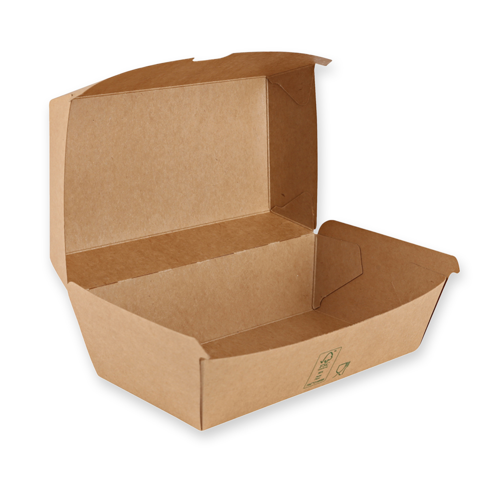 Organic sandwich boxes Club made of kraft paper/PE, FSC®-Mix, open lid