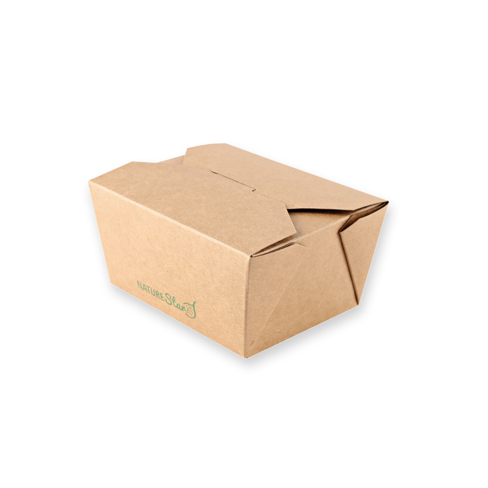 Organic food boxes Menu made of kraft paper/PE, FSC®-mix, lid closed, smallest size