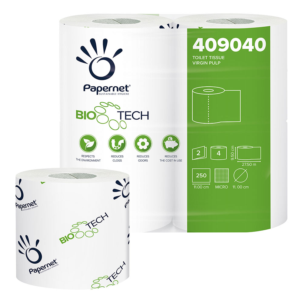 Papernet Bio Tech toilet paper, small roll, 2-ply, cellulose as portrait