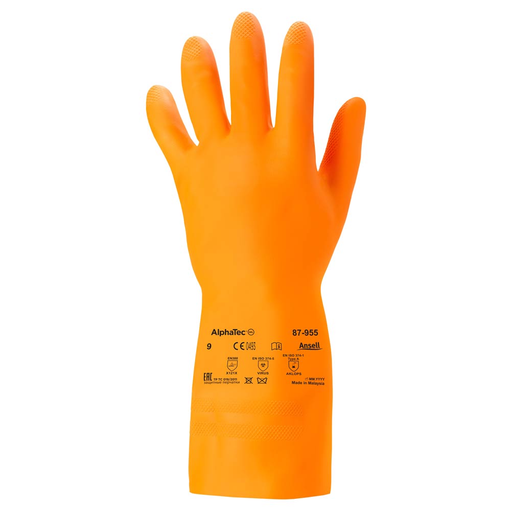 Ansell AlphaTec® 87-955, chemical protection gloves in the front view