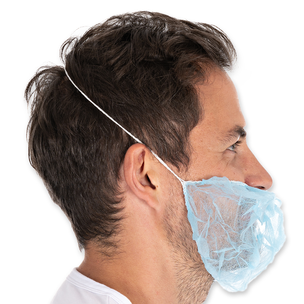 Beard protector made of PP from the side profile in blue