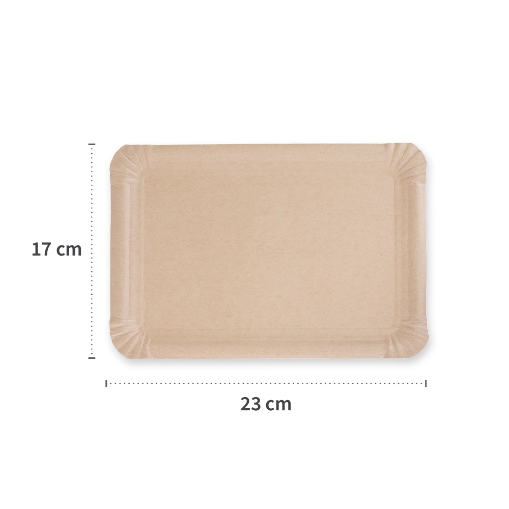 paper plate rectangular made of kraft paper, FSC®-certified, dimensions