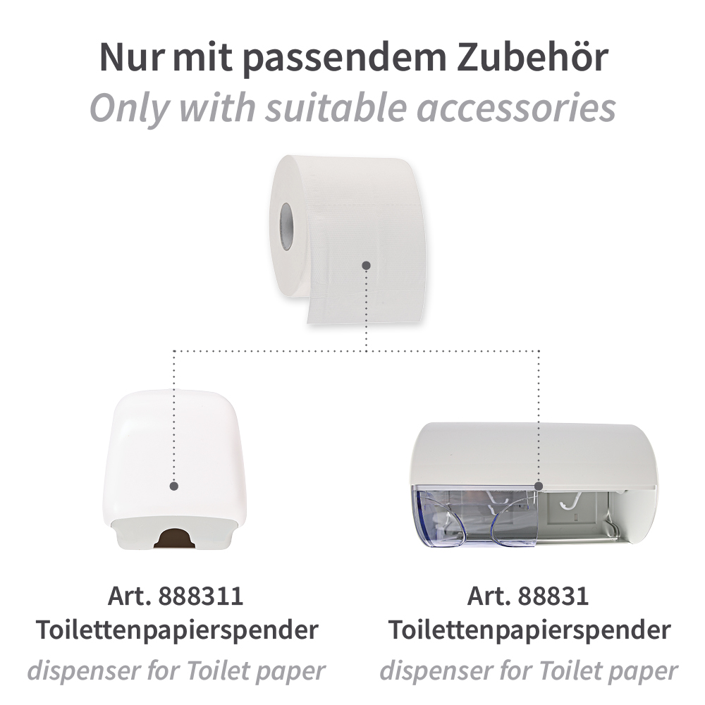 Toilettenpapier, Kleinrolle, 3-lagig | Zellulose, Zubehör Toilettenpapier, Kleinrolle, 3-lagig aus Zellulose, Zubehör