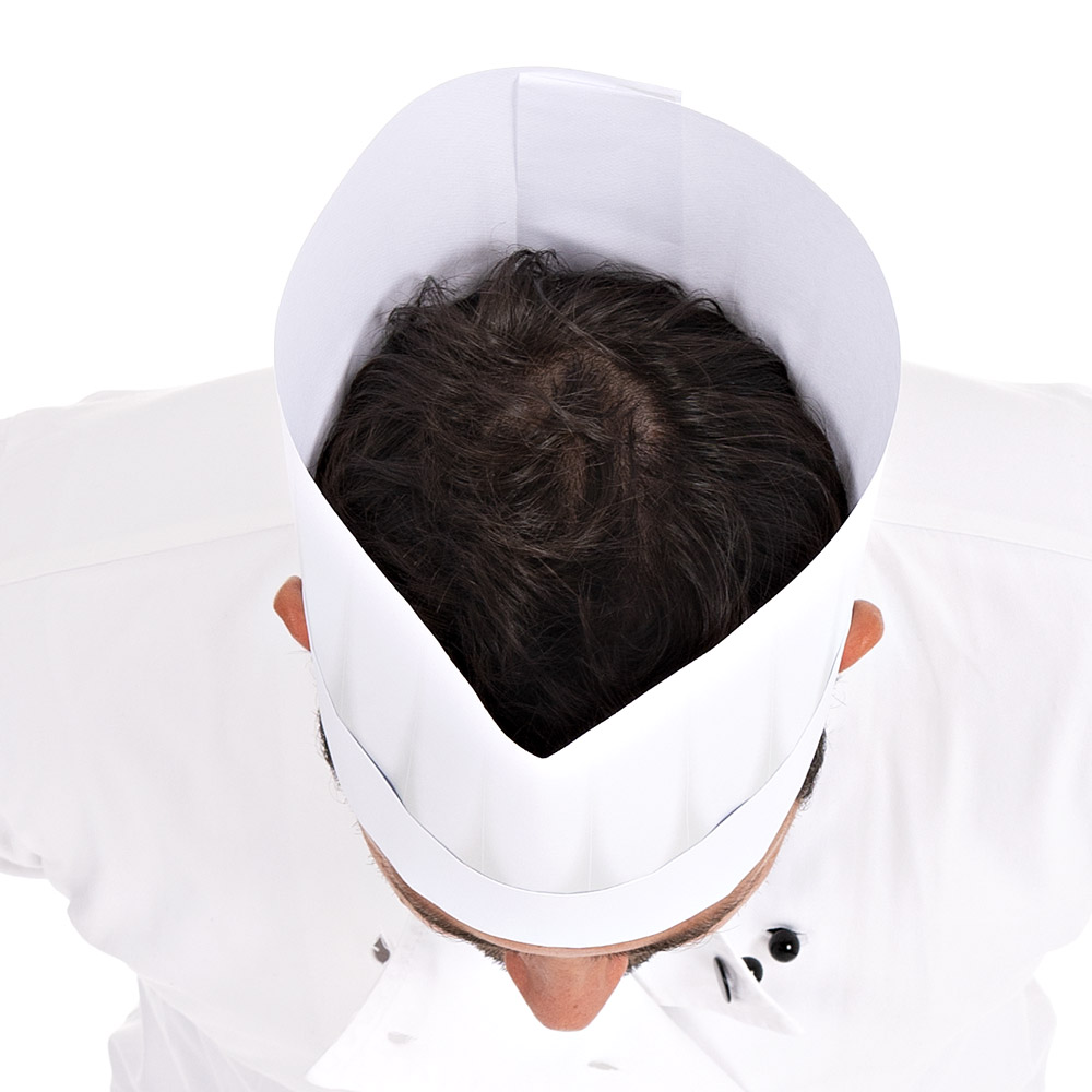 Europa chef's hat made of embossed paper exposed in top view