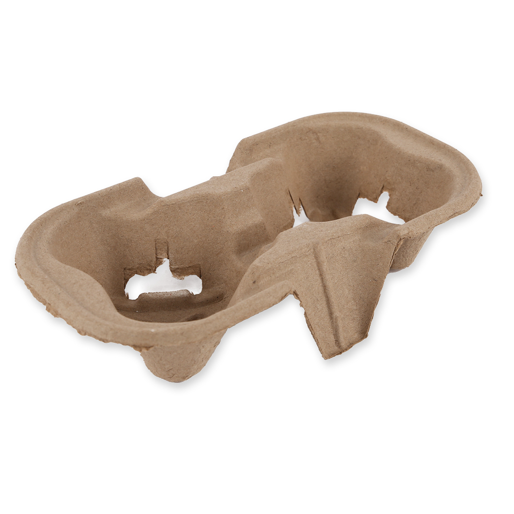 Bio Becherhalter Double | Recyclingpapier, Seitenansicht Bio Becherhalter Double aus Recyclingpapier von der Seitenansicht