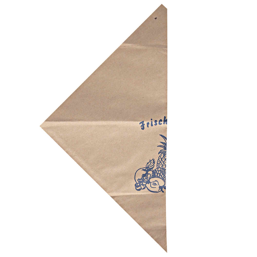 Organic conical bags for fruit made of kraft paper, 750 gram in the side view
