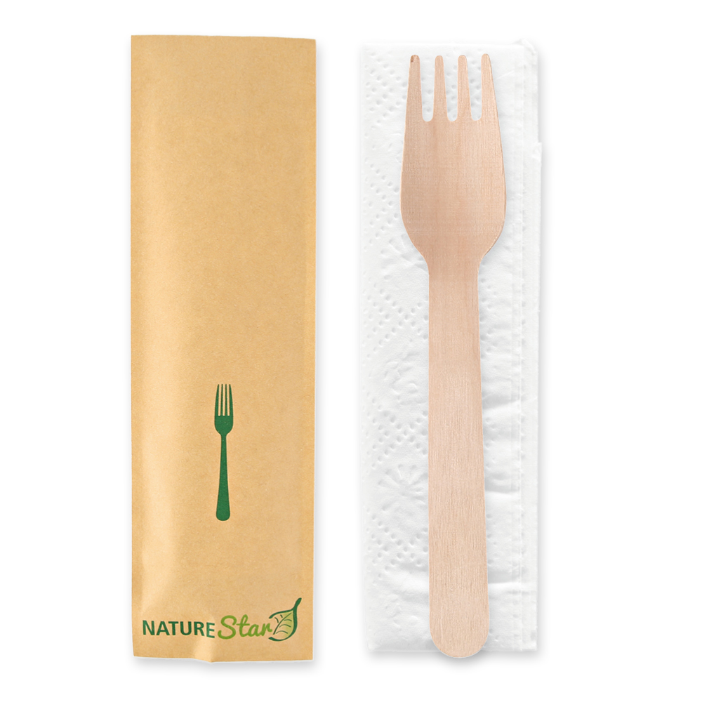 Biodegradable cutlery set "Fork" made of birch wood FSC®-certified, fork