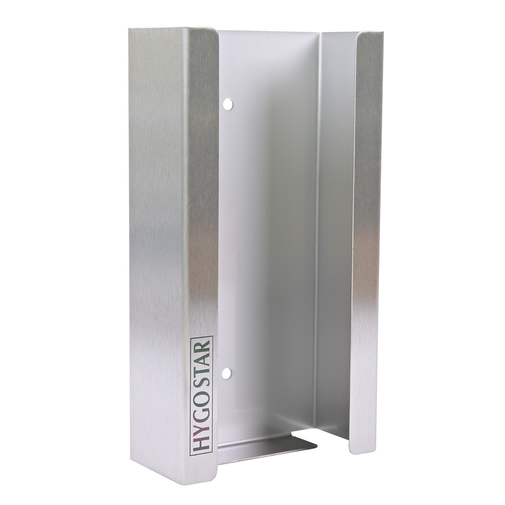 Glove dispenser Power Grip made of stainless steel with 23cm width in the vertical view