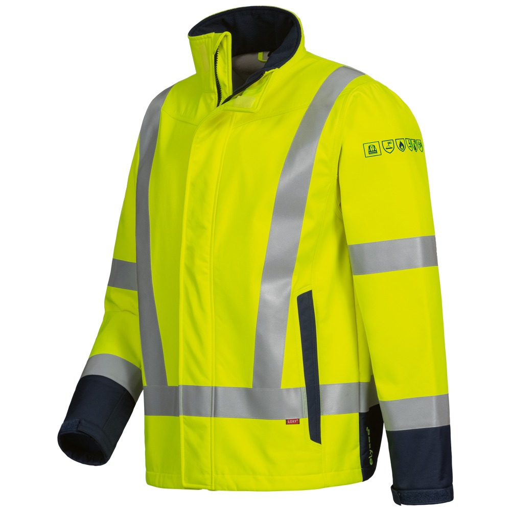 Elysee® Kaapo 23404 multinorm high vis softshell jackets in the oblique view