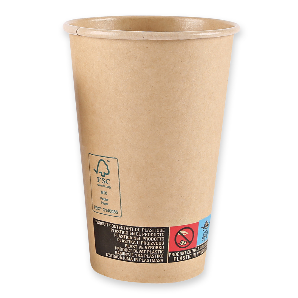 Bio Kaffeebecher Kraft aus Kraftpapier/PE im FSC®-Mix mit 300ml und Aufdruck