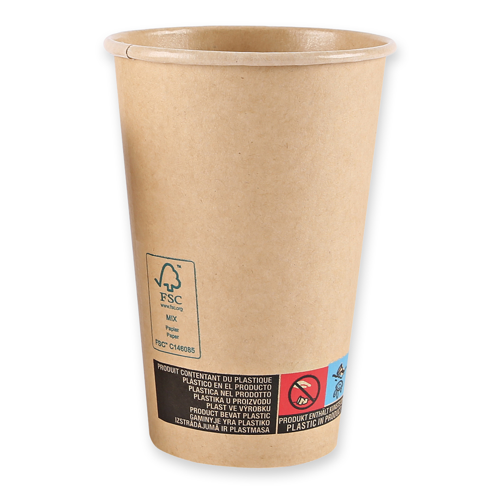 Bio Kaffeebecher Kraft | Kraftpapier/PE, FSC®-Mix, 300ml, Aufdruck Bio Kaffeebecher Kraft aus Kraftpapier/PE im FSC®-Mix mit 300ml und Aufdruck