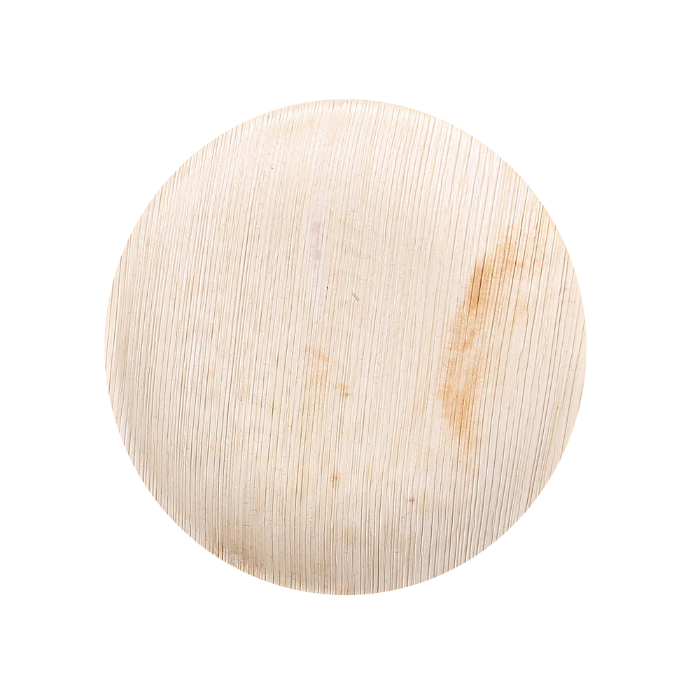Biodegradable plate round made of palm leaf with 20cm diameter
