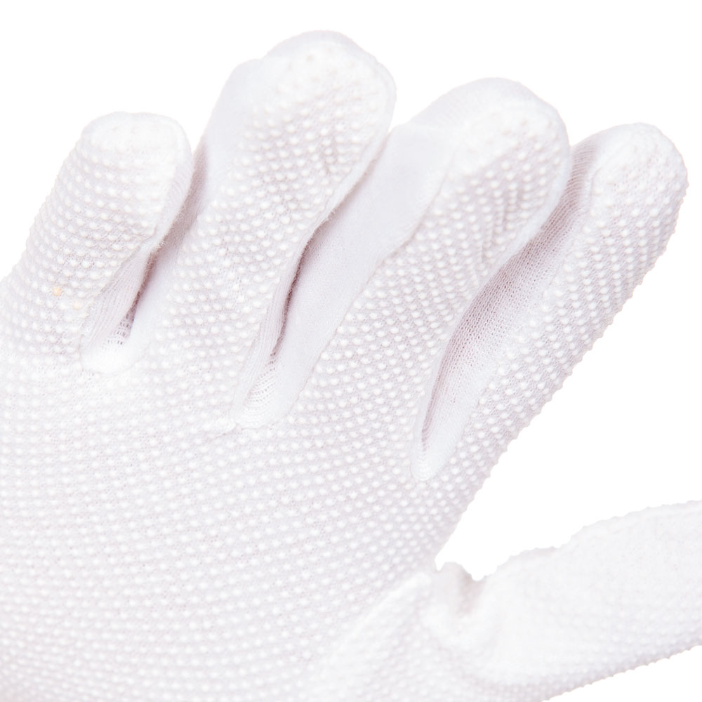 Cotton gloves Tricot Grip in white with PVC dots