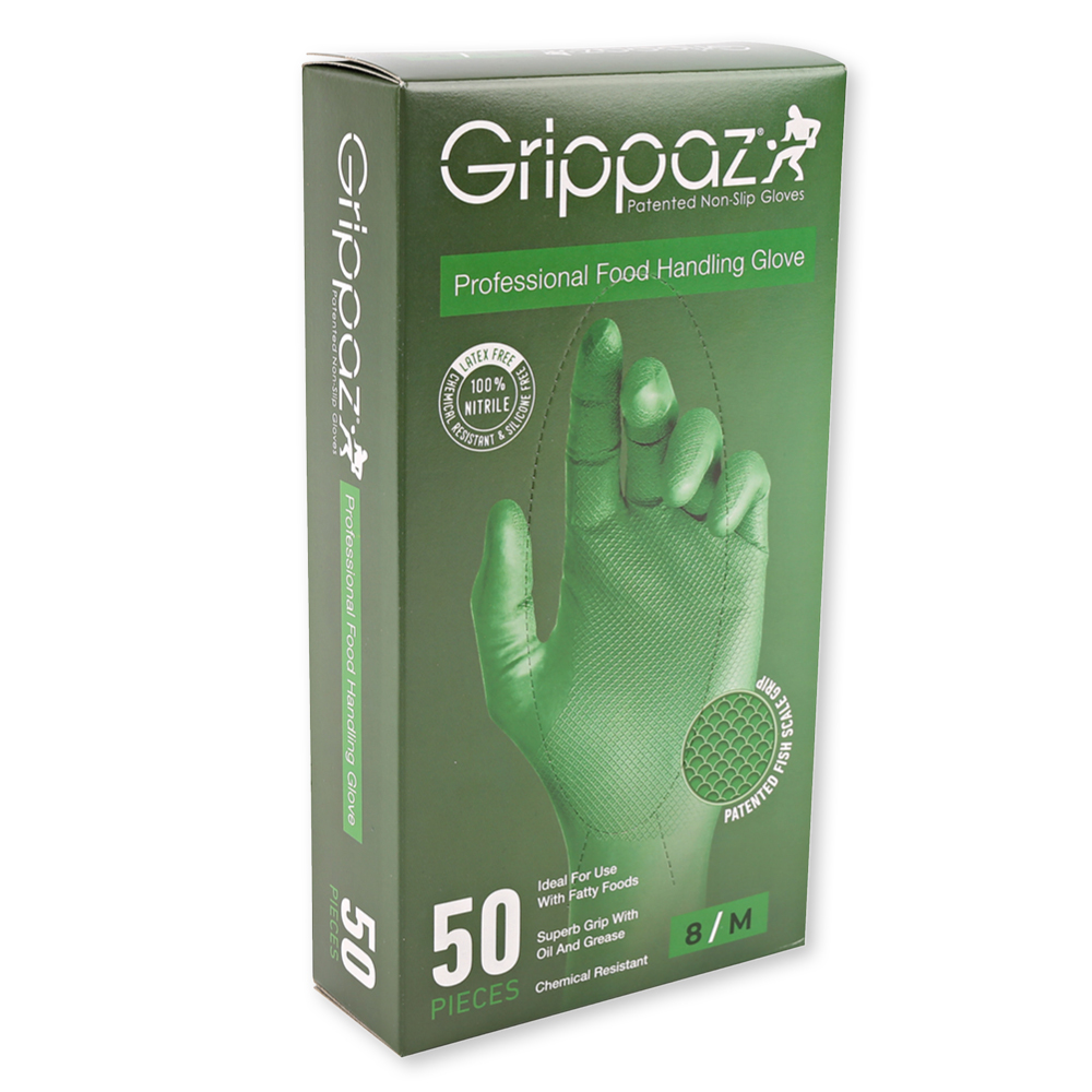 Nitrile gloves Power Grip powder-free in green in the dispenser box