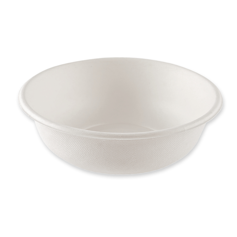Organic bowls deep, round, made from bagasse, in side view