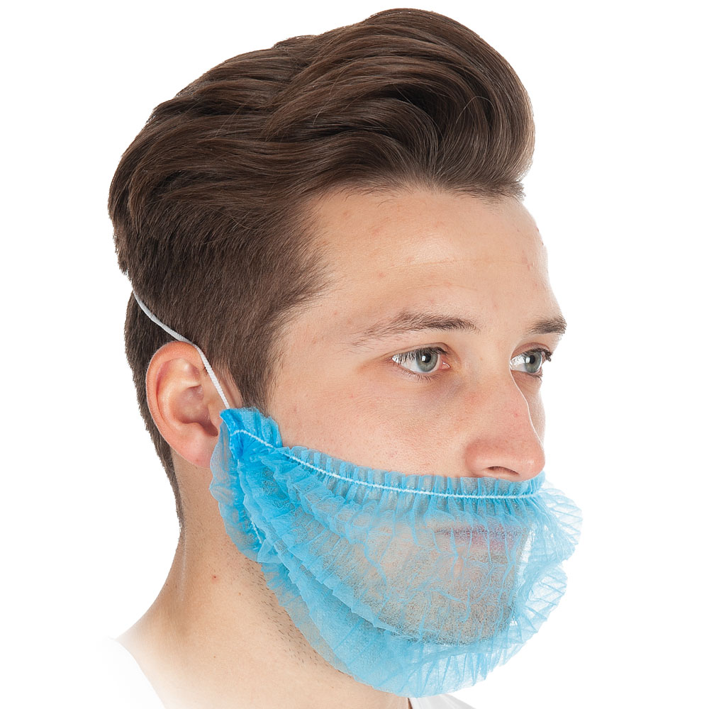 Beard cover Eco made of PP in blue in the oblique view