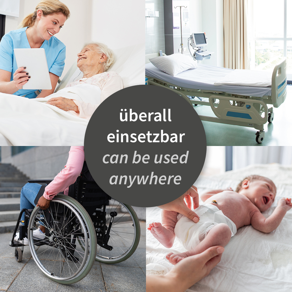 Bettunterlagen, 8-lagig aus PP/Recyclingzellulose/PE mit Einsatzbeispiel