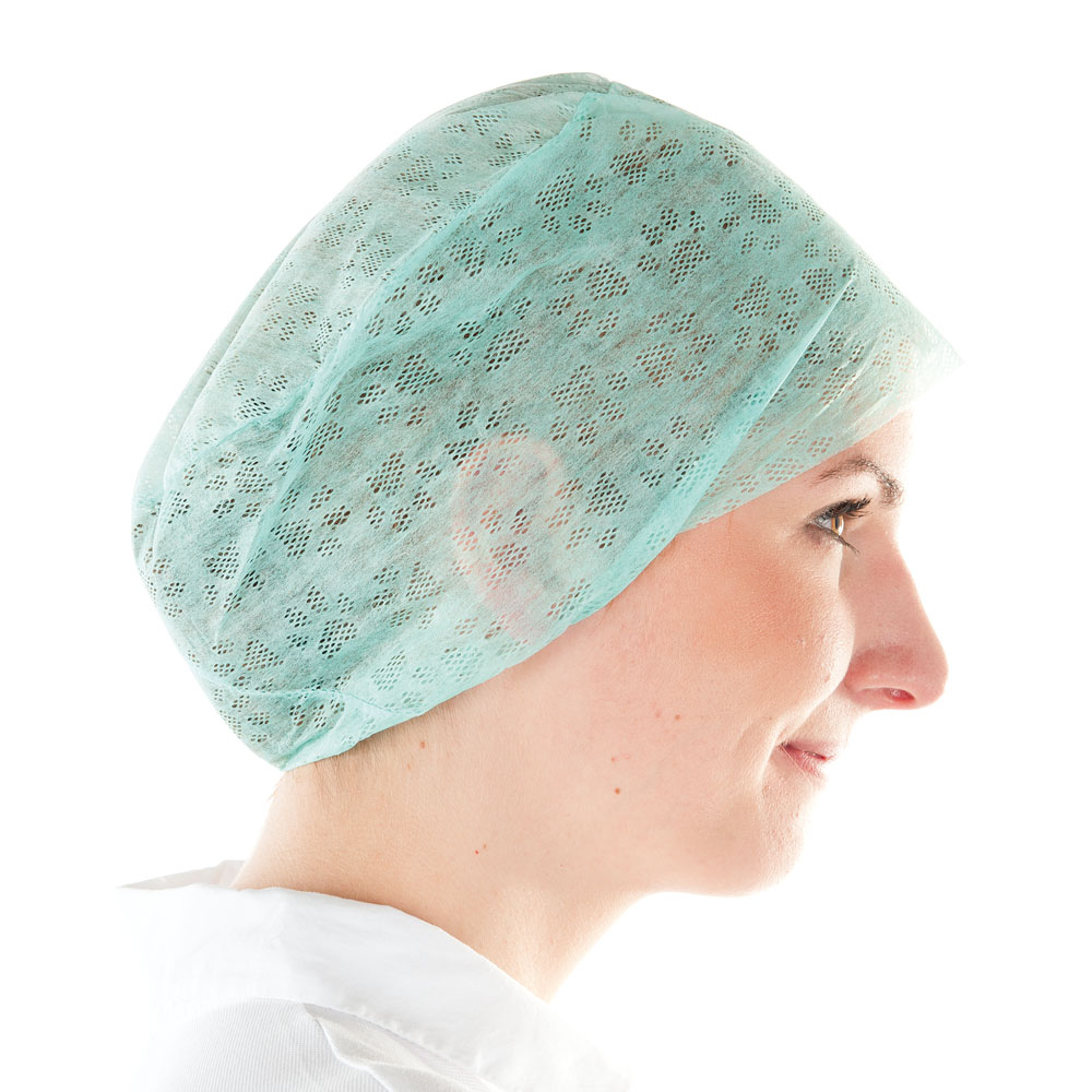 Nurses caps Cher made of viscose keyback in green in the side view