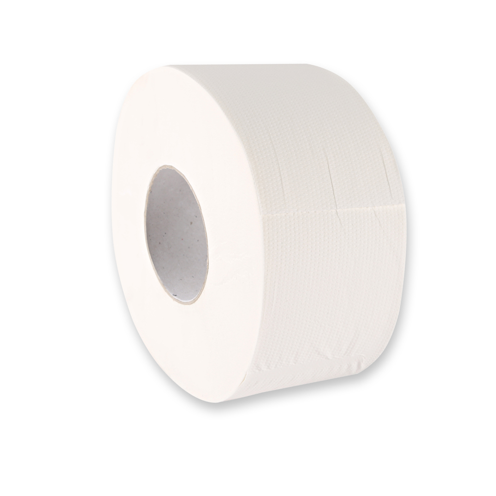 Toilet paper, Jumbo, 3-ply made of cellulose in the oblique view