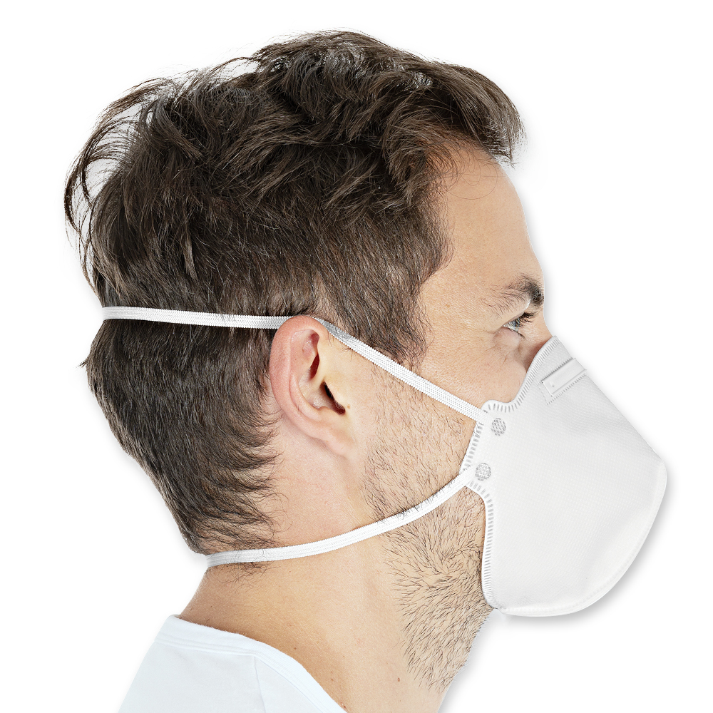 Atemschutzmasken FFP2 NR, vertikal faltbar aus PP das Seitenprofil
