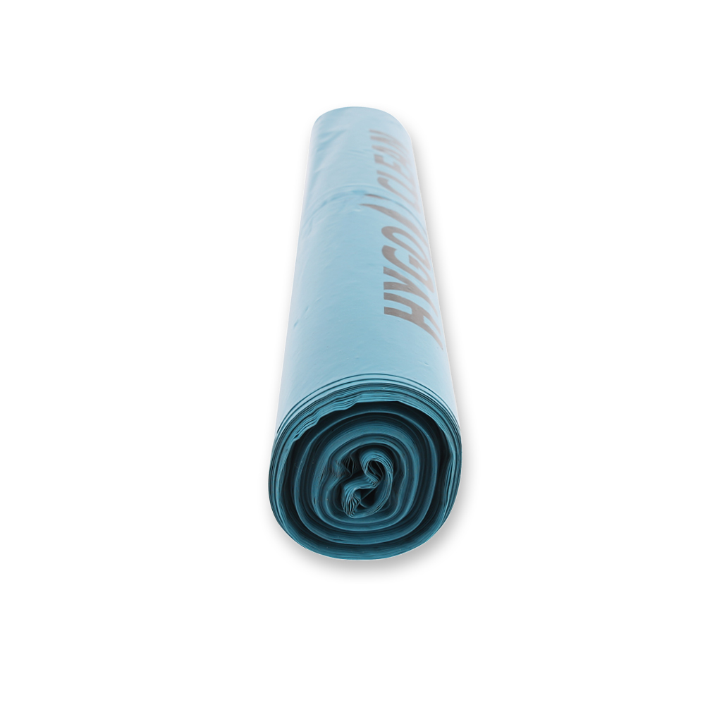 Waste bags, 130 l | LDPE, roll, in blue in the side view Waste bags, 130 l made of LDPE on roll in blue in the side view