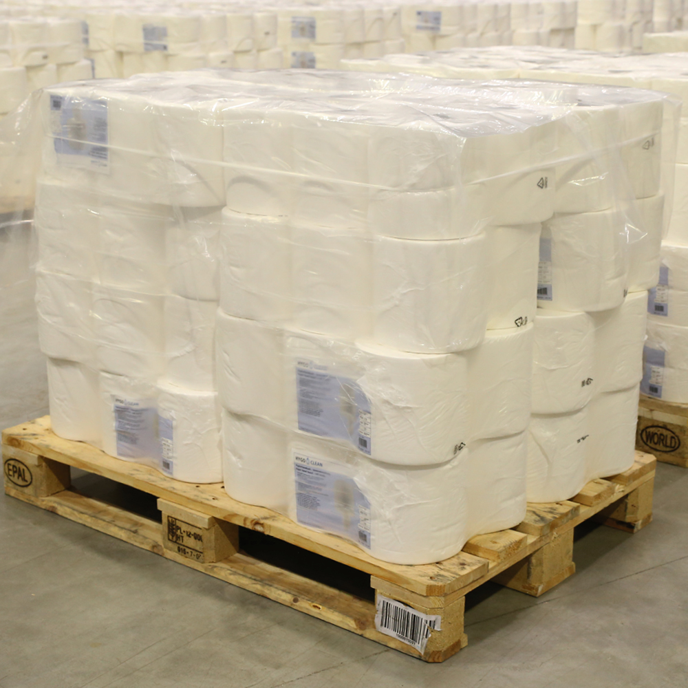 Palettenhauben ~50my | LDPE, transparent, Einsatzbeispiel Palettenhauben ~50my aus LDPE in transparent im Einsatzbeispiel