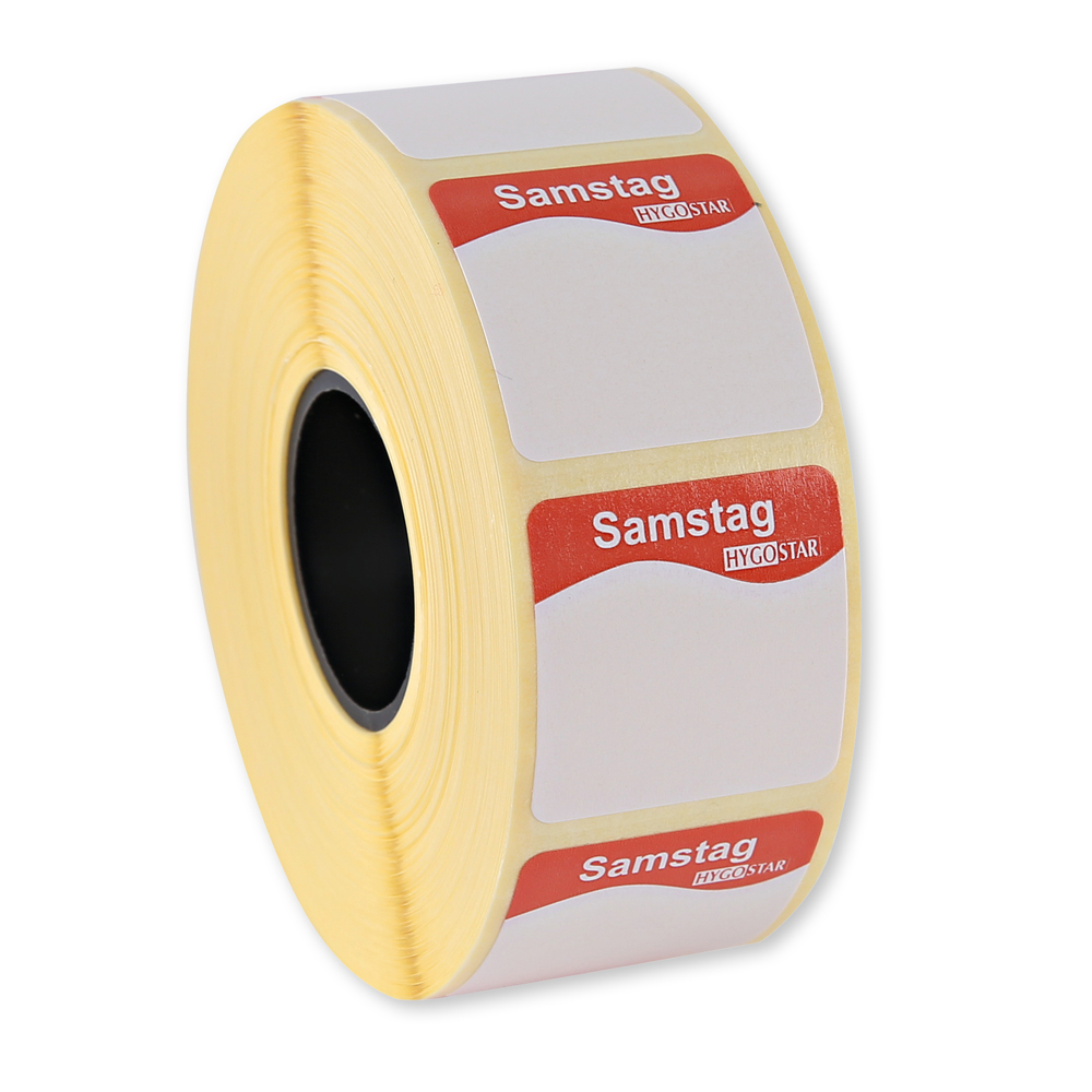 Day labels "Samstag", size: 25 x 25mm, roll