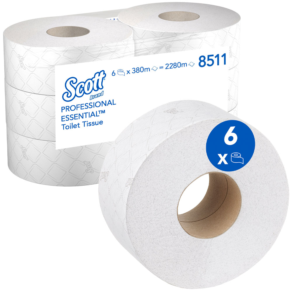Scott® Essential™ Toilettenpapier, Jumbo, 2-lagig in der schrägen Ansicht