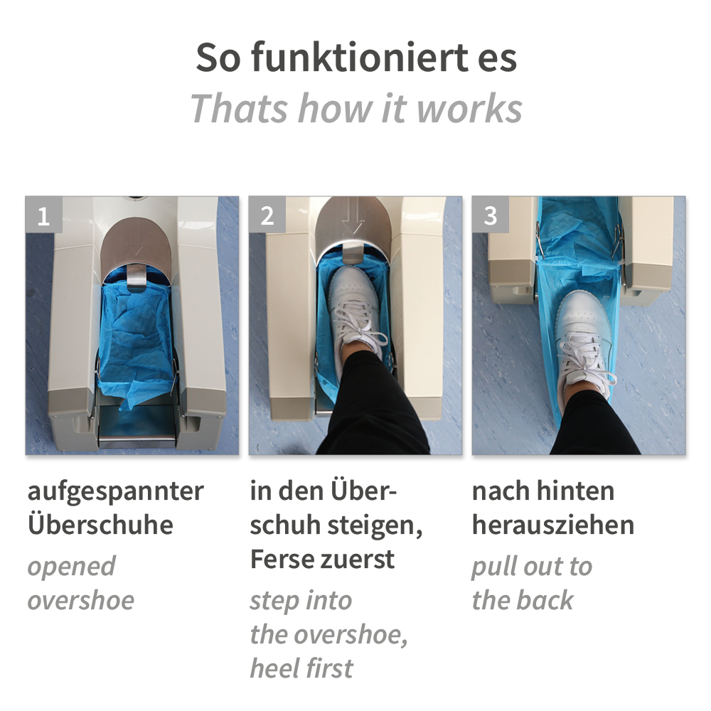 Überschuhspender Hygomat Comfort Plus, ohne Clips, Anleitung Überschuhspender Hygomat Comfort Plus ohne Clips mit Anleitung