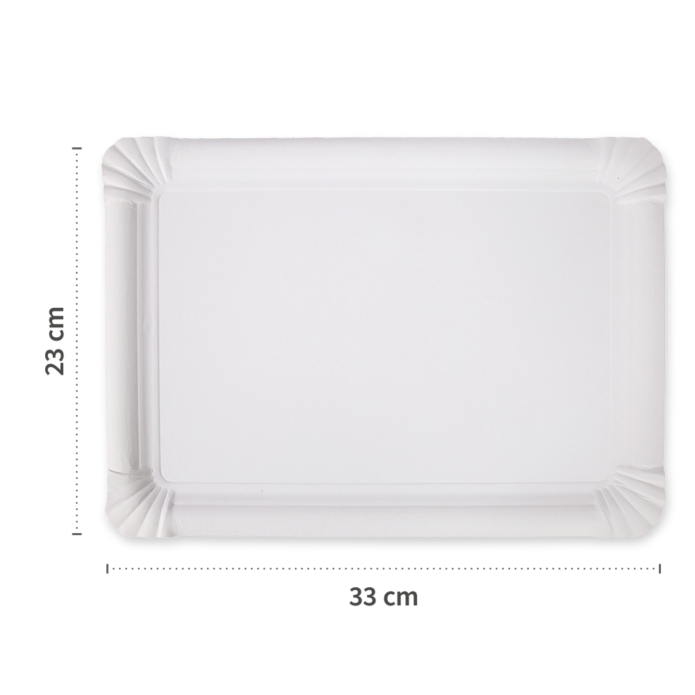 Pappteller rechteckig aus Pappe, 33x23cm, Länge/Breite Pappteller rechteckig aus Pappe, 33x23cm in Längen/Breiten Ansicht