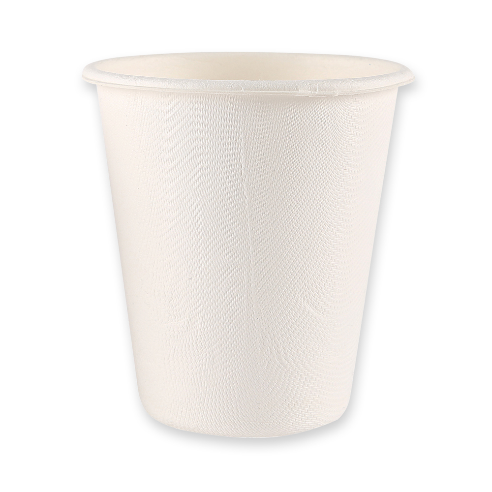 Organic sugar cane cup in white with 300ml in the top view