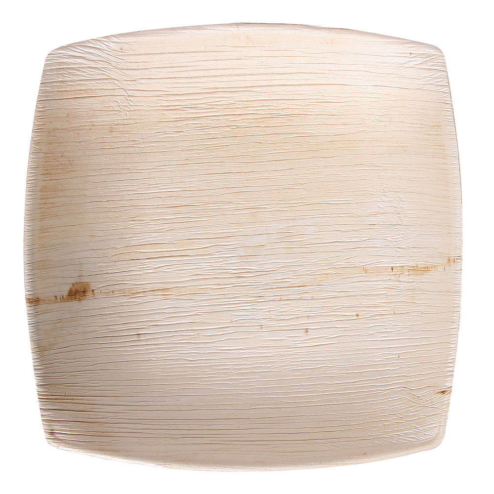 Teller tief, quadratisch aus Palmblatt mit 500ml und glatter Unterseite