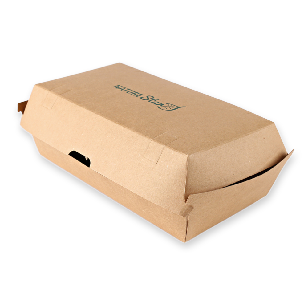 Sandwich-Box "Club" aus Kraftpapier, Schrägansicht