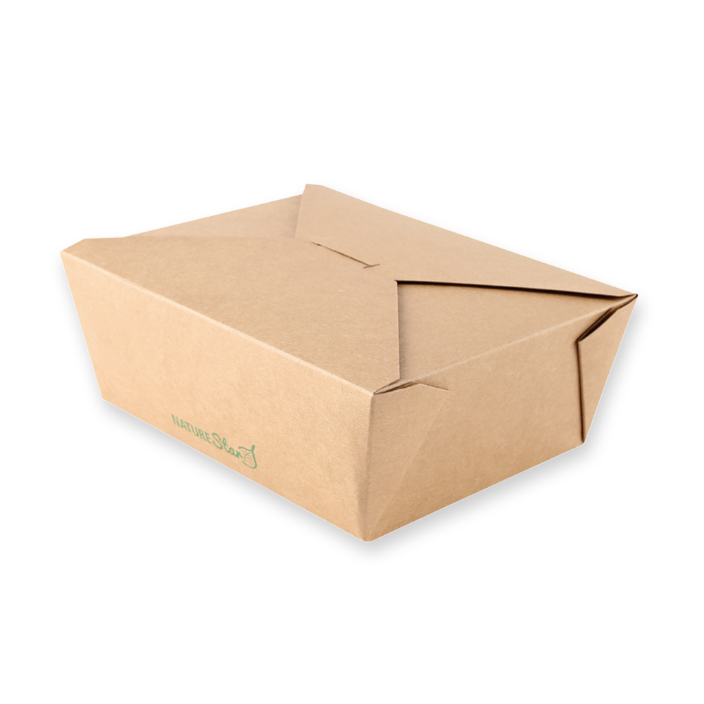 Organic food boxes Menu made of kraft paper/PE, FSC®-mix, lid closed, medium size