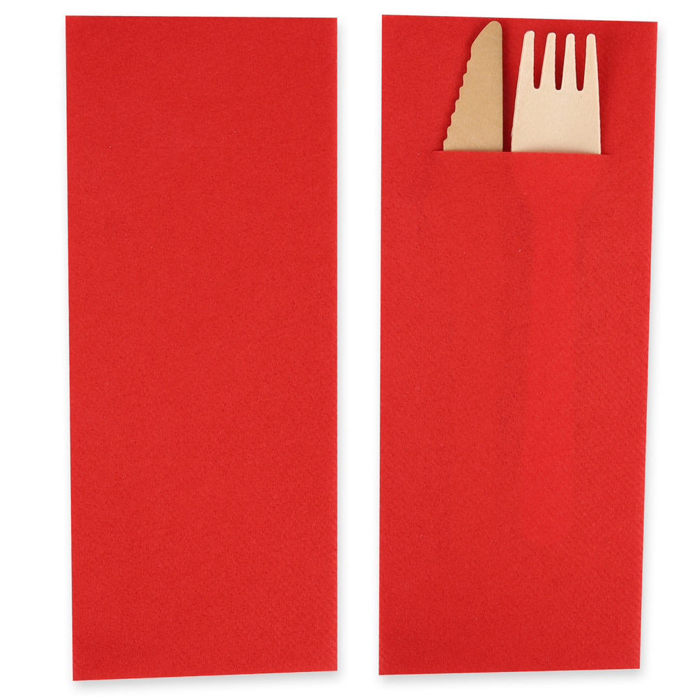 Cutlery napkins, 40x33cm, 1-ply with 1/8 fold, airlaid, FSC®-mix, red