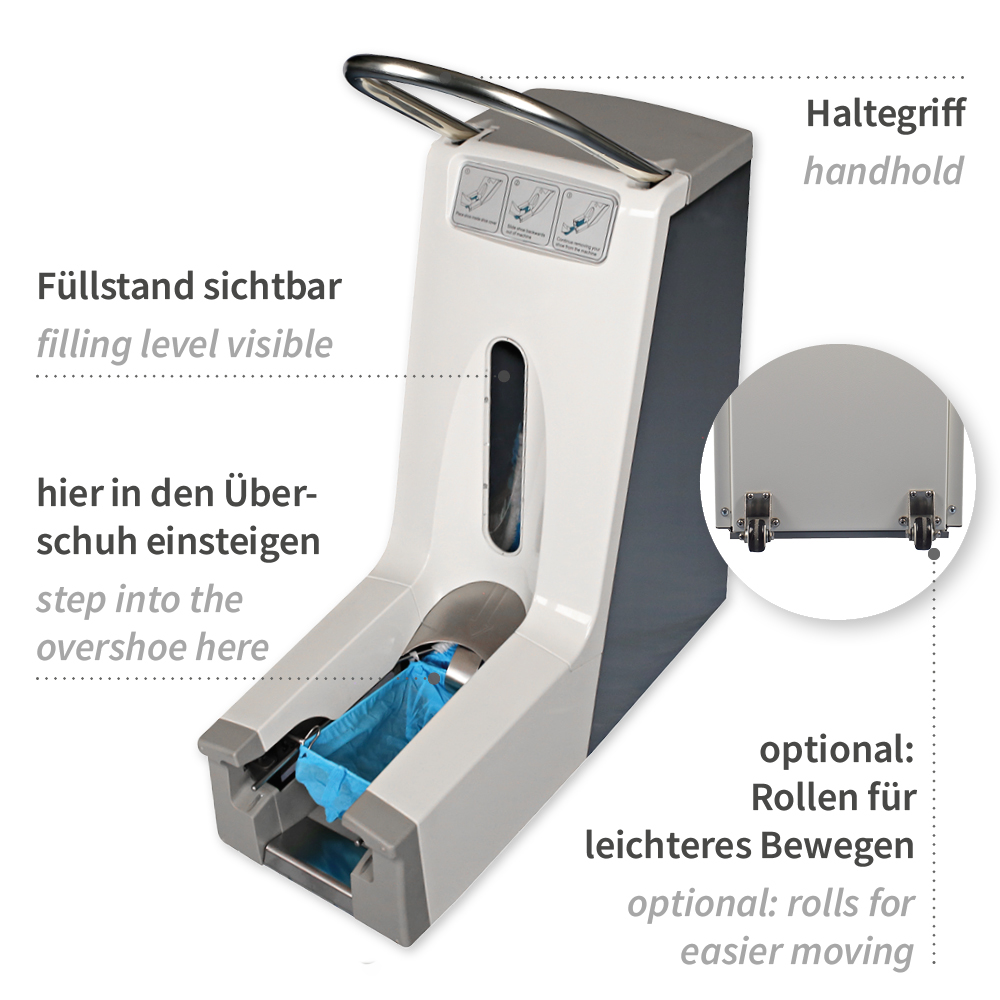 Überschuhspender Hygomat Comfort Plus, ohne Clips, Beschreibung Überschuhspender Hygomat Comfort Plus ohne Clips mit Beschreibung