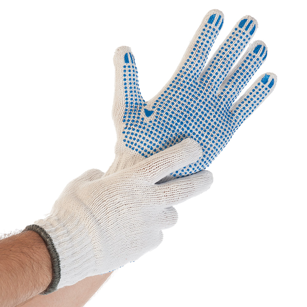 Coarse knit gloves Structa made of nylon/cotton in white-blue