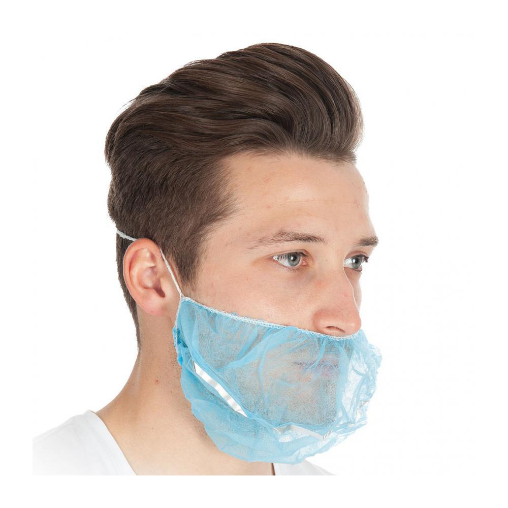 Beard cover made of PP detectable in blue in the oblique view
