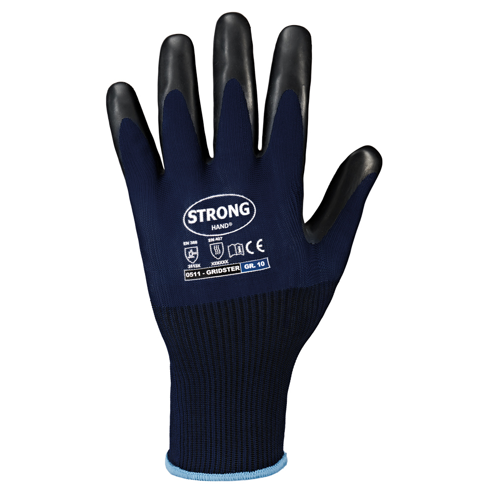 Stronghand® Gridster 0511 fine knit gloves from the front side