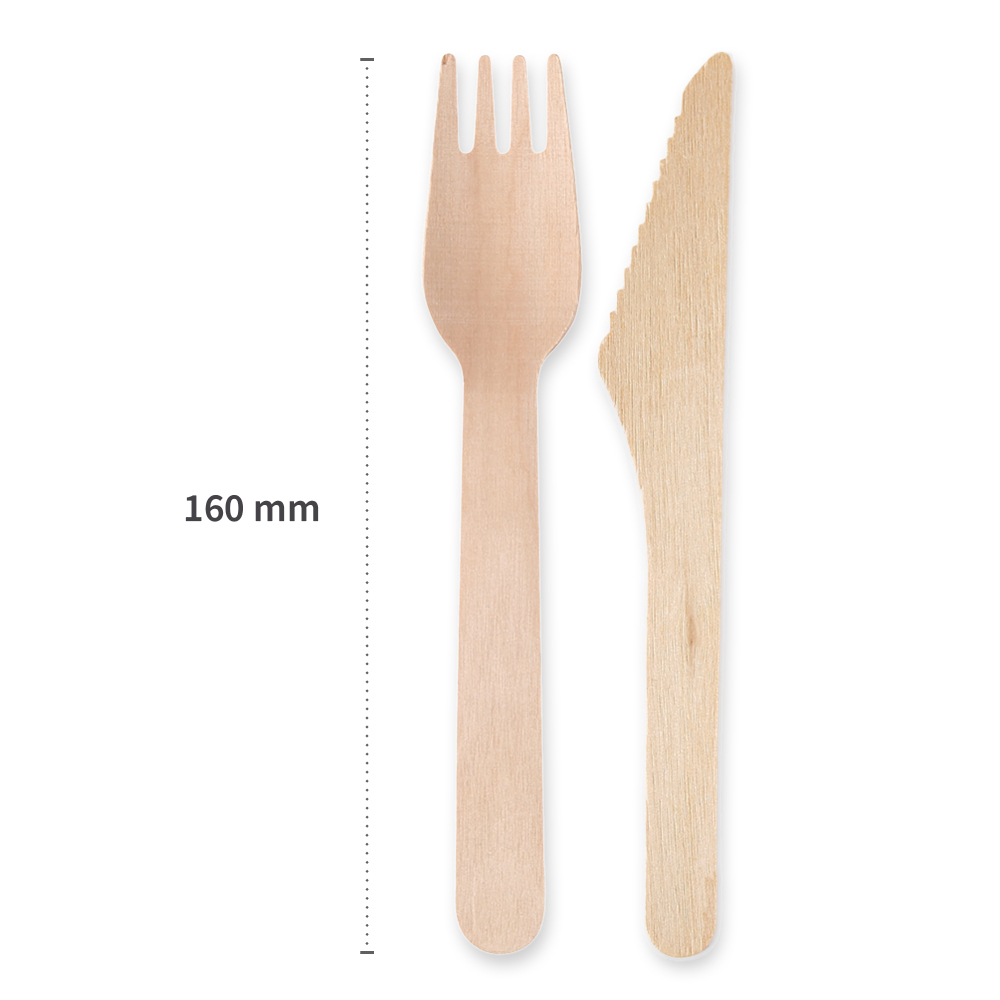 Biodegradable cutlery set "Double" made of birch wood, FSC®-certified, length