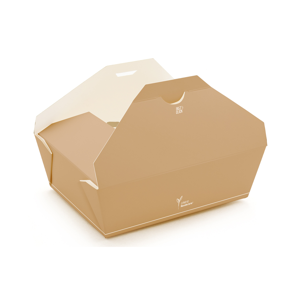 Bio Foodboxen Carta aus Pappe/PE, in Frontalansicht