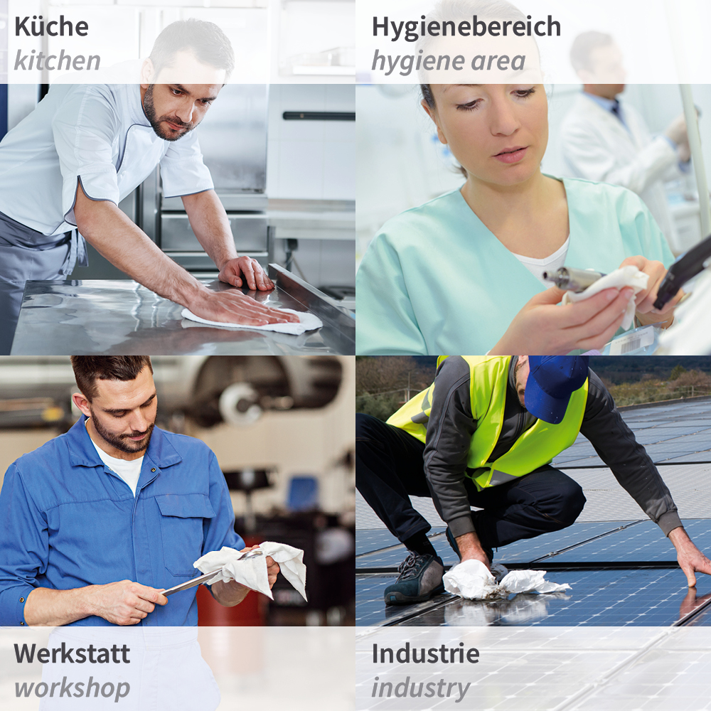 Reinigungstücher Hygotex Light | Viskose, Rolle, Einsatzbereiche Reinigungstücher Hygotex Light aus Viskose, auf Rolle, Einsatzbereiche