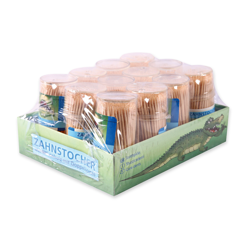 Toothpicks dispenser made of wood, wrapped