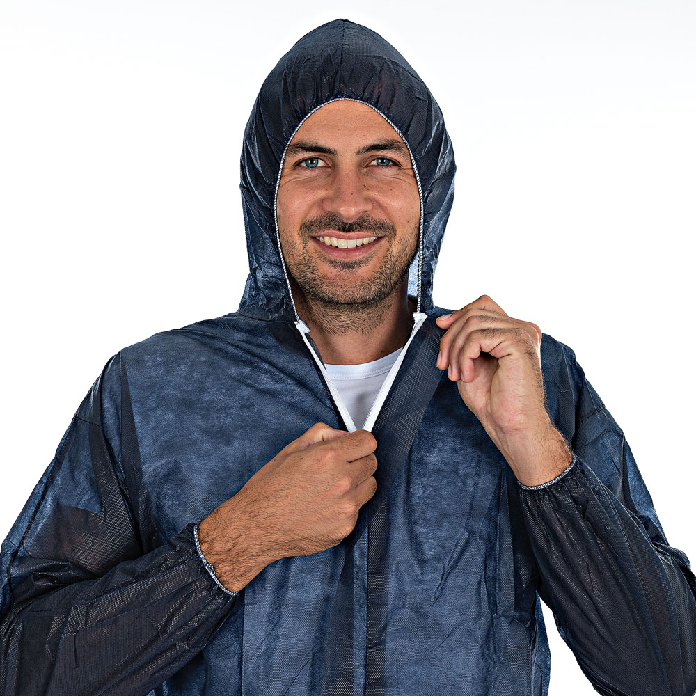 Coveralls Light with hood made of PP in dark blue