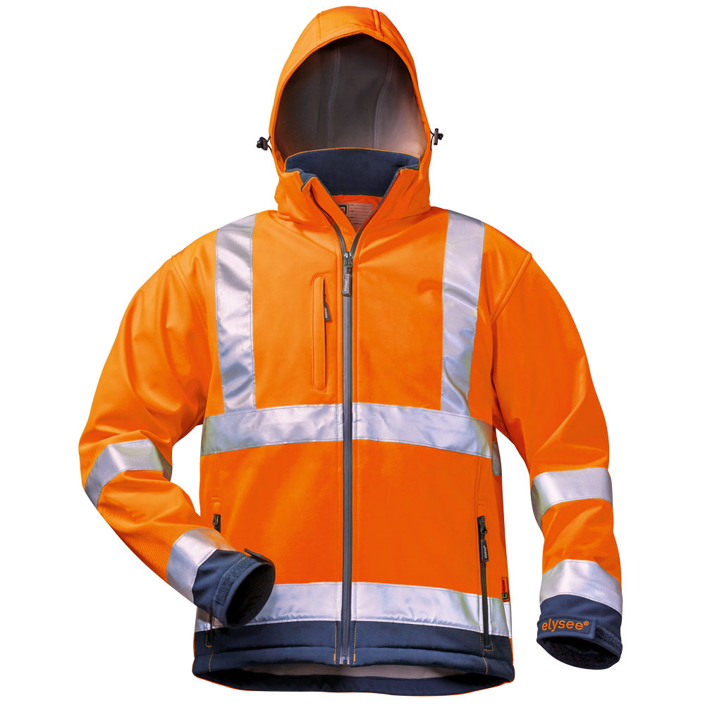 Elysee® Bill 22731 high vis softshell jackets from the frontside
